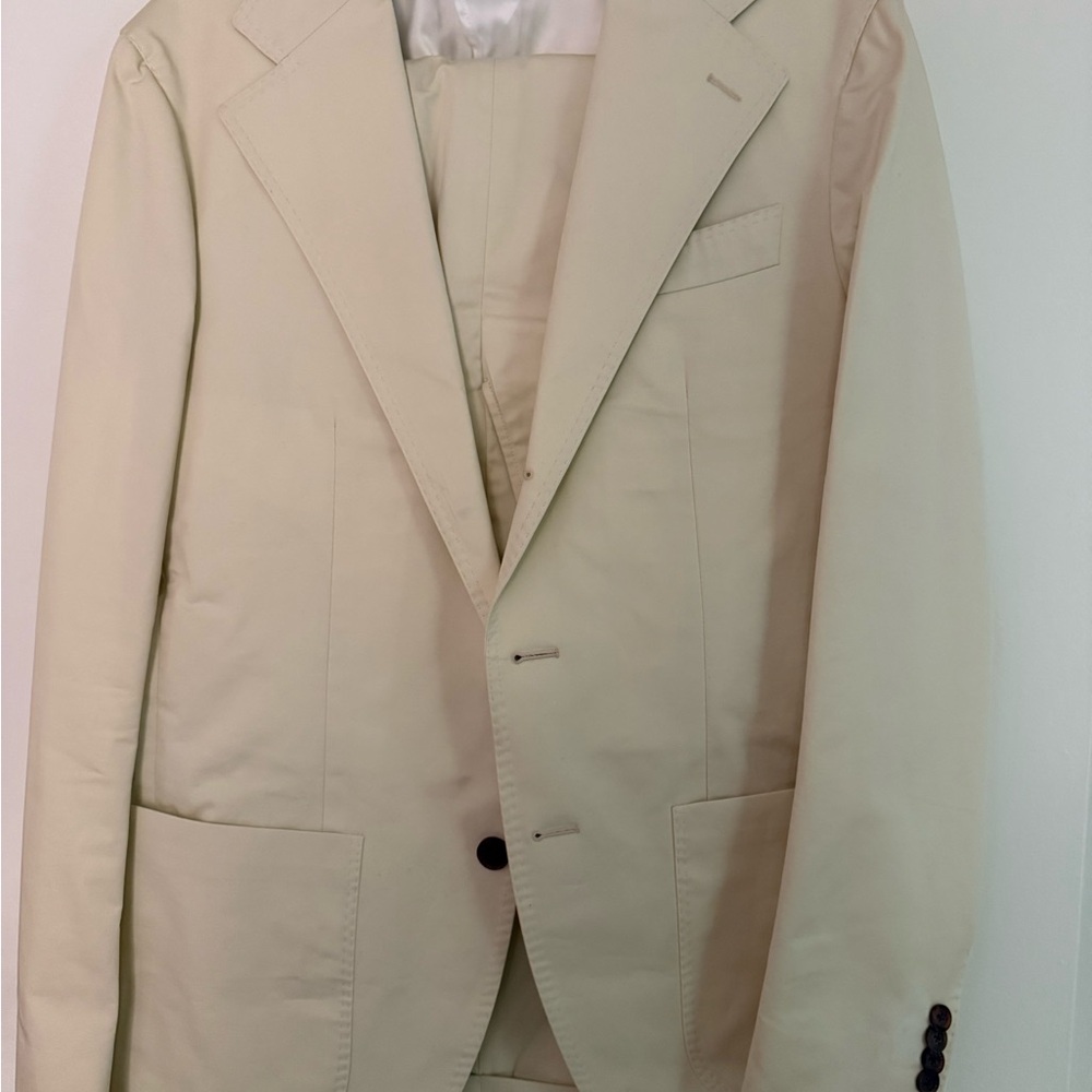 Spier Mackay Cream Cotton Suit  36R Trousers Waist 30 Off White Great Condition